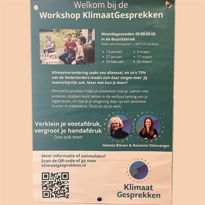 serie klimaatgesprekken vanaf 13 januari in De Buurtfabriek